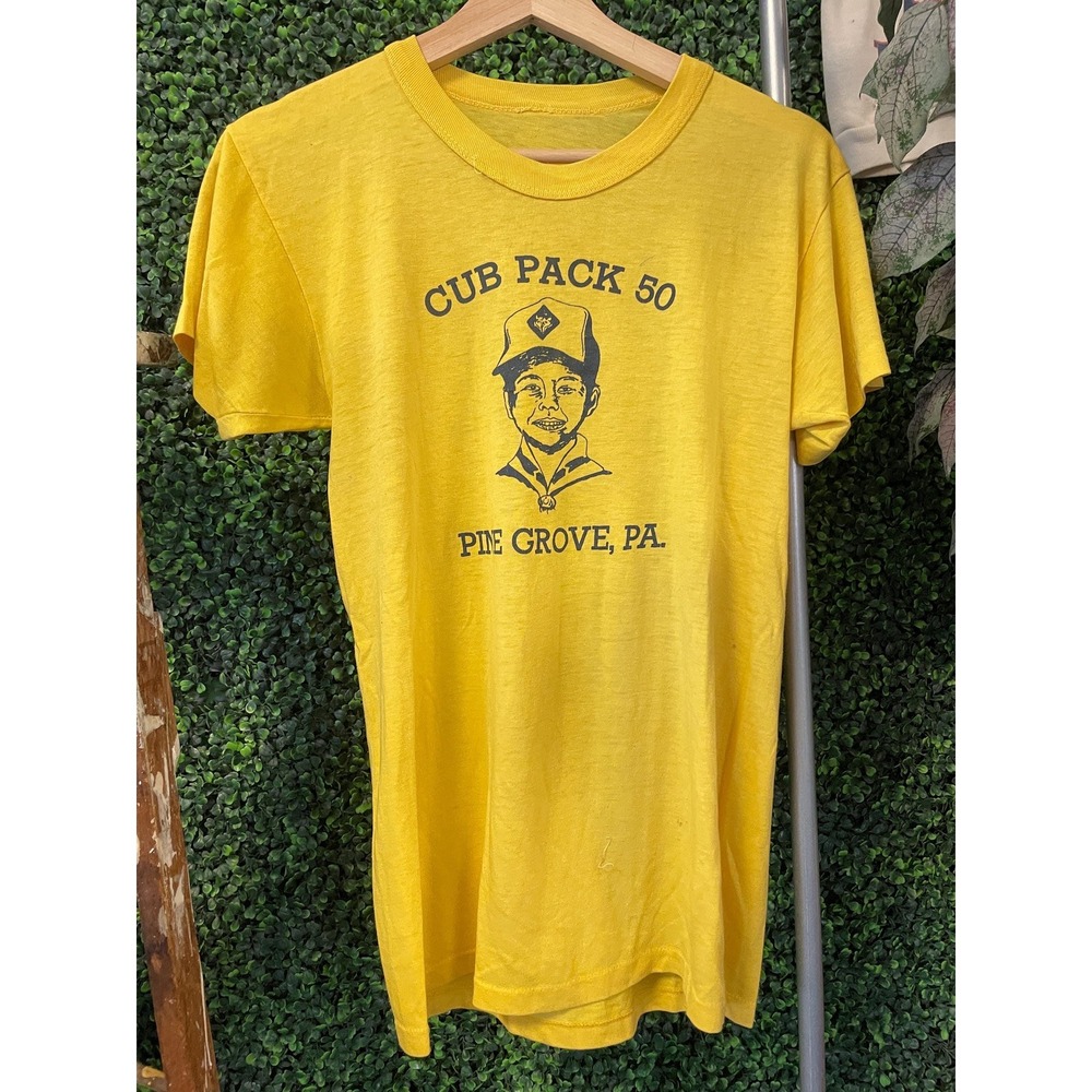 vtg 70s CUB BOY SCOUT america bsa yellow T tee shirt true athletic streetwear
